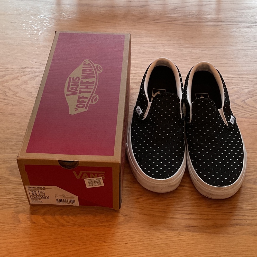 Vans Classic Black and White Dot Slip-Ons
